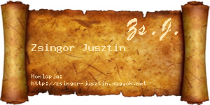 Zsingor Jusztin névjegykártya